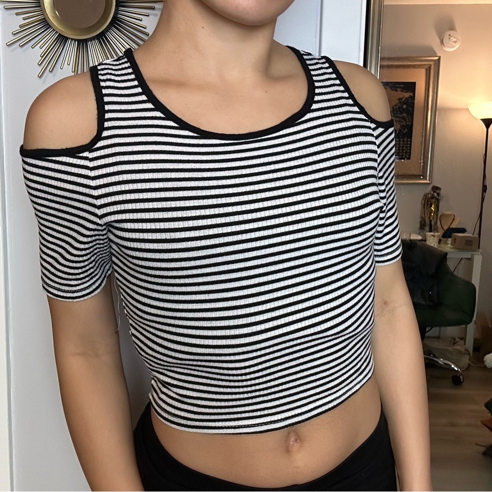 Black and White Striped Top